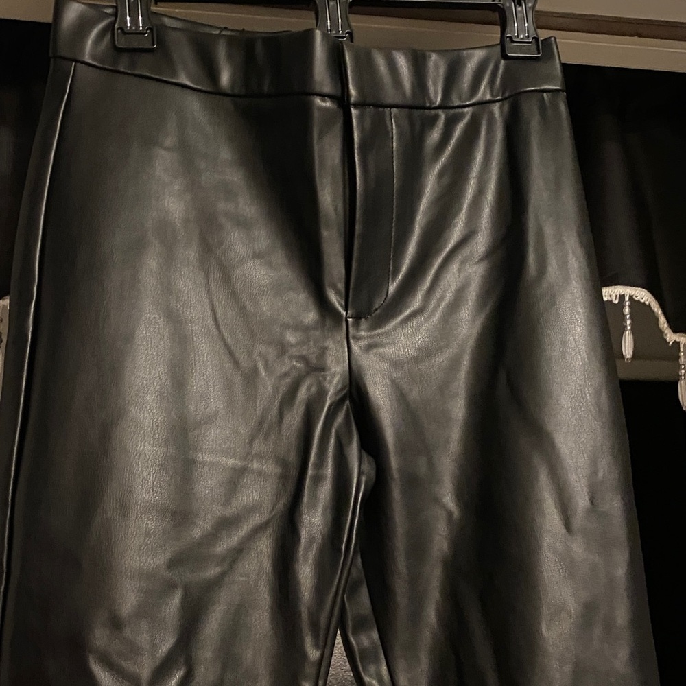 Zara Black Leather-Look Jeans size M